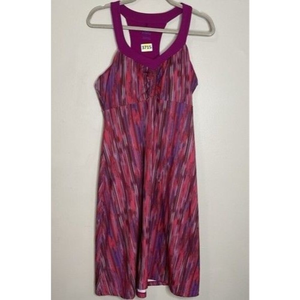 Prana Azalea Rainblur Alec Sleeveless Stretch Midi Dress Women Size L Pink